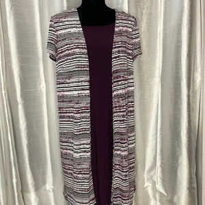 Perceptions Women’s Petite Large Purple Short Sleeve Business Casual Midi Dress